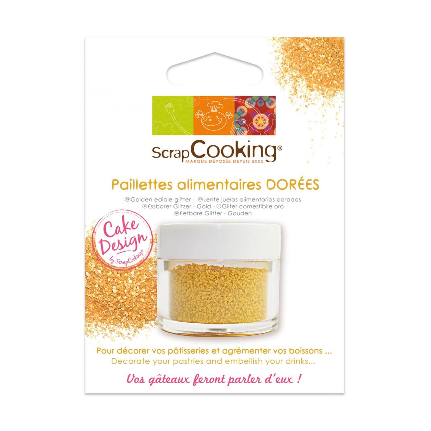 Paillettes alimentaires dorées 5 gr