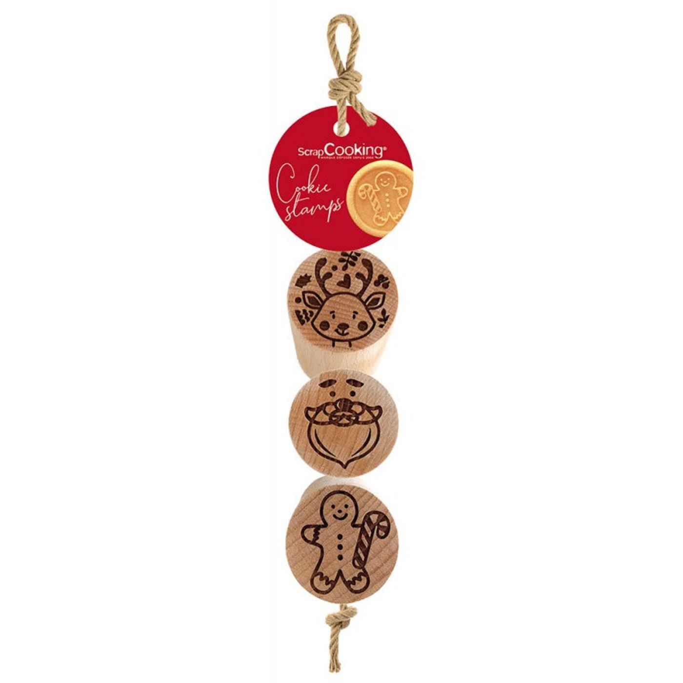 Set de trois tampons en bois empreintes
