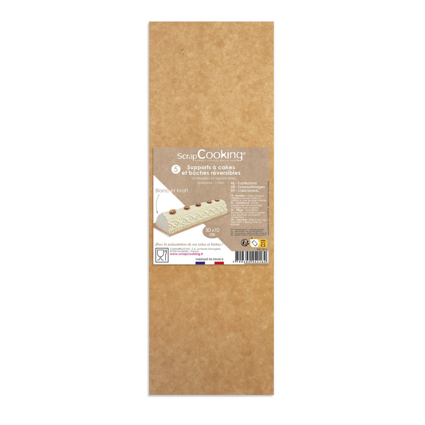 5 supports à cake et bûche Kraft