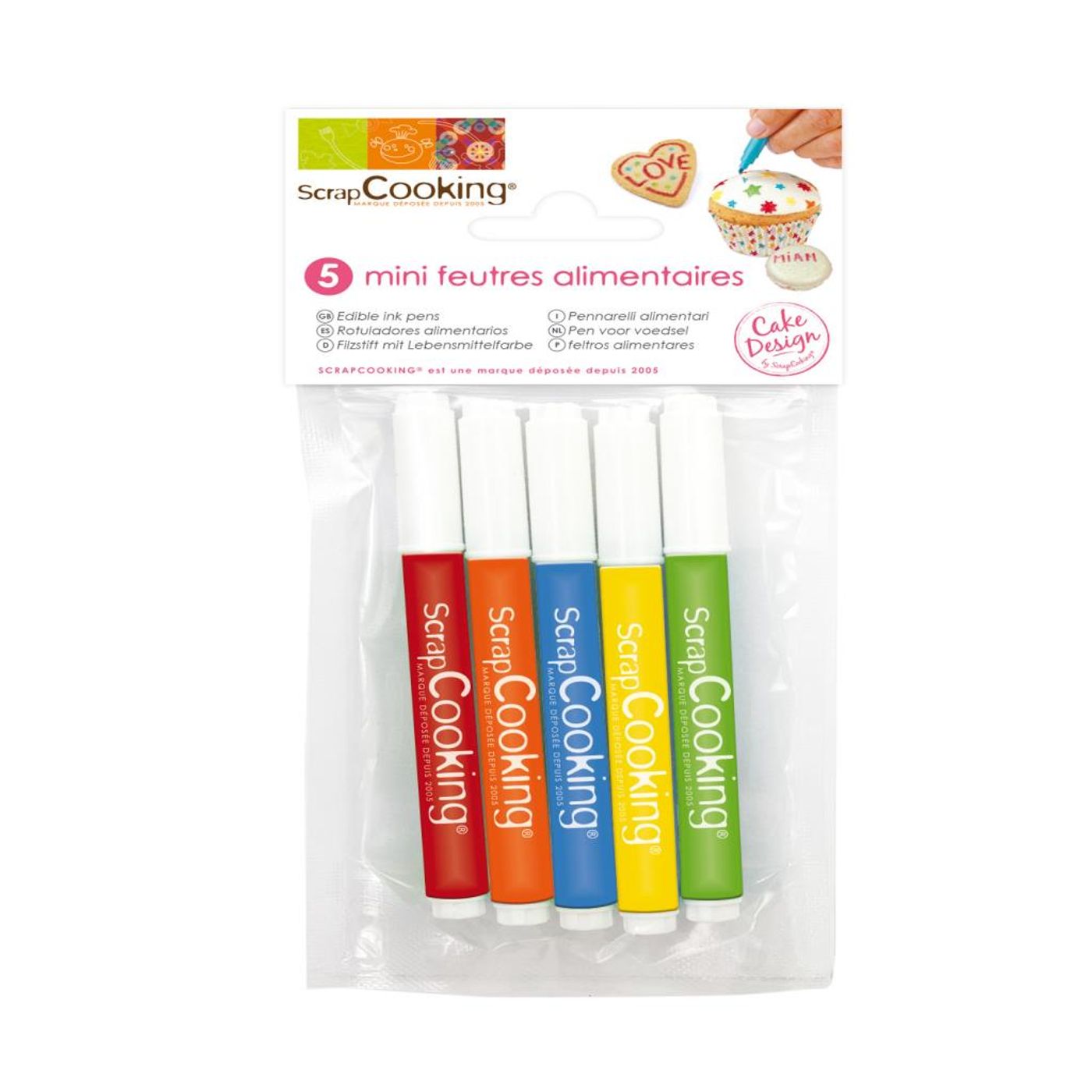 Lot de 5 mini-feutres alimentaires