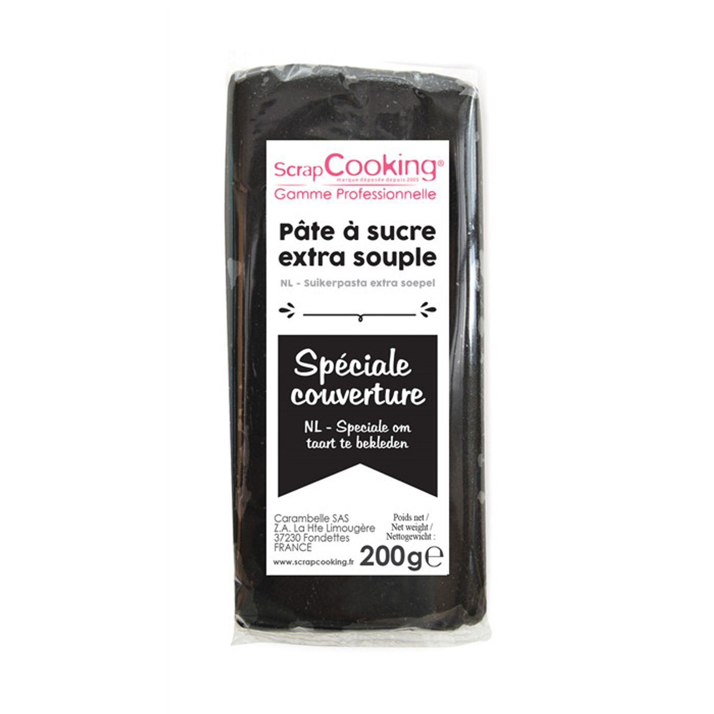 Pâte à sucre extra souple noir 200 gr