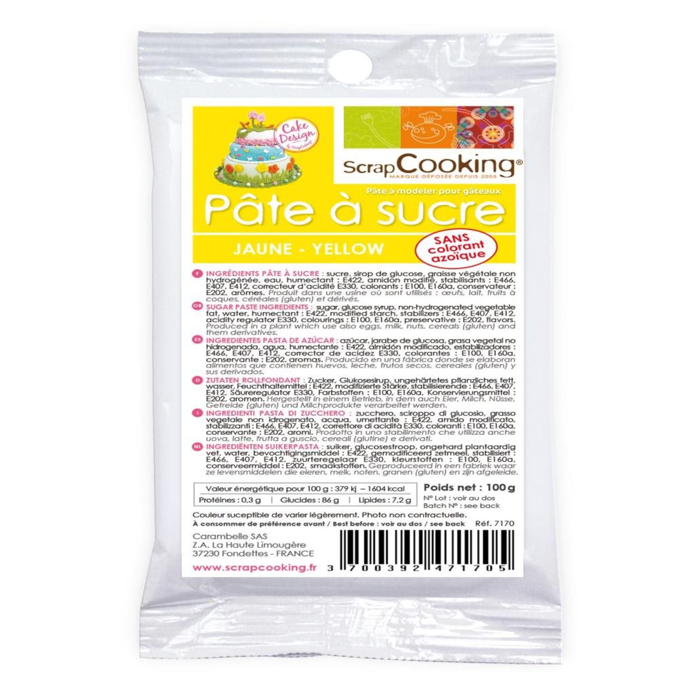 Pâte à sucre jaune 100g