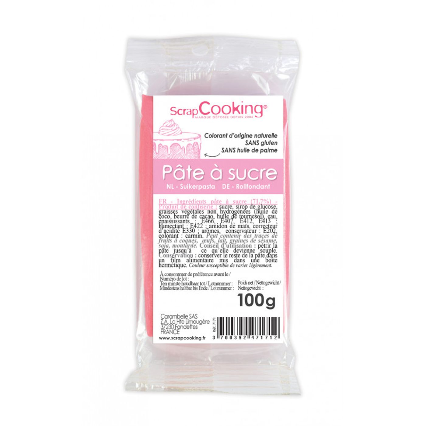 Pâte à sucre rose 100g