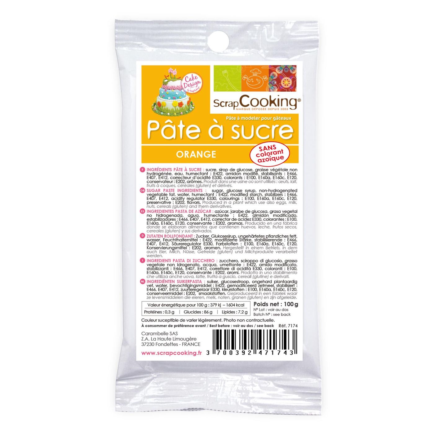 Pâte à sucre orange 100g