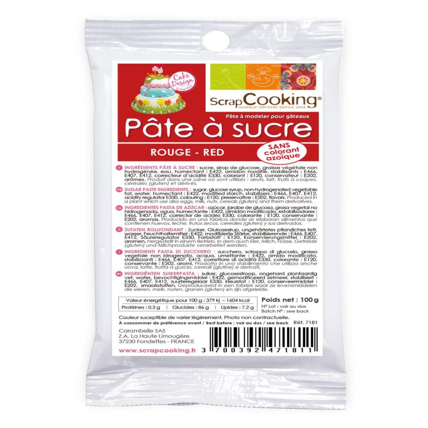 Pâte à sucre rouge 100g