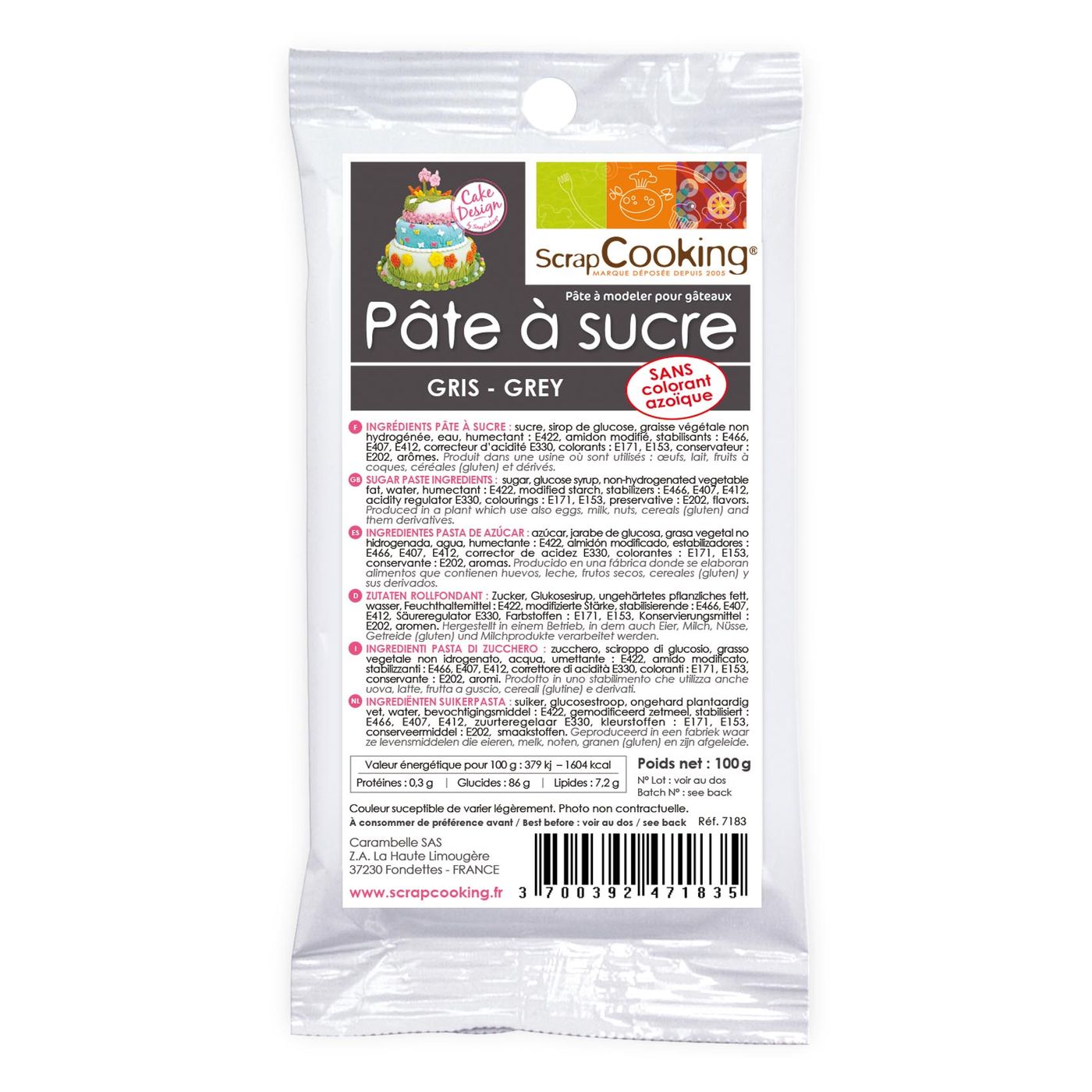 Pâte à sucre grise 100g