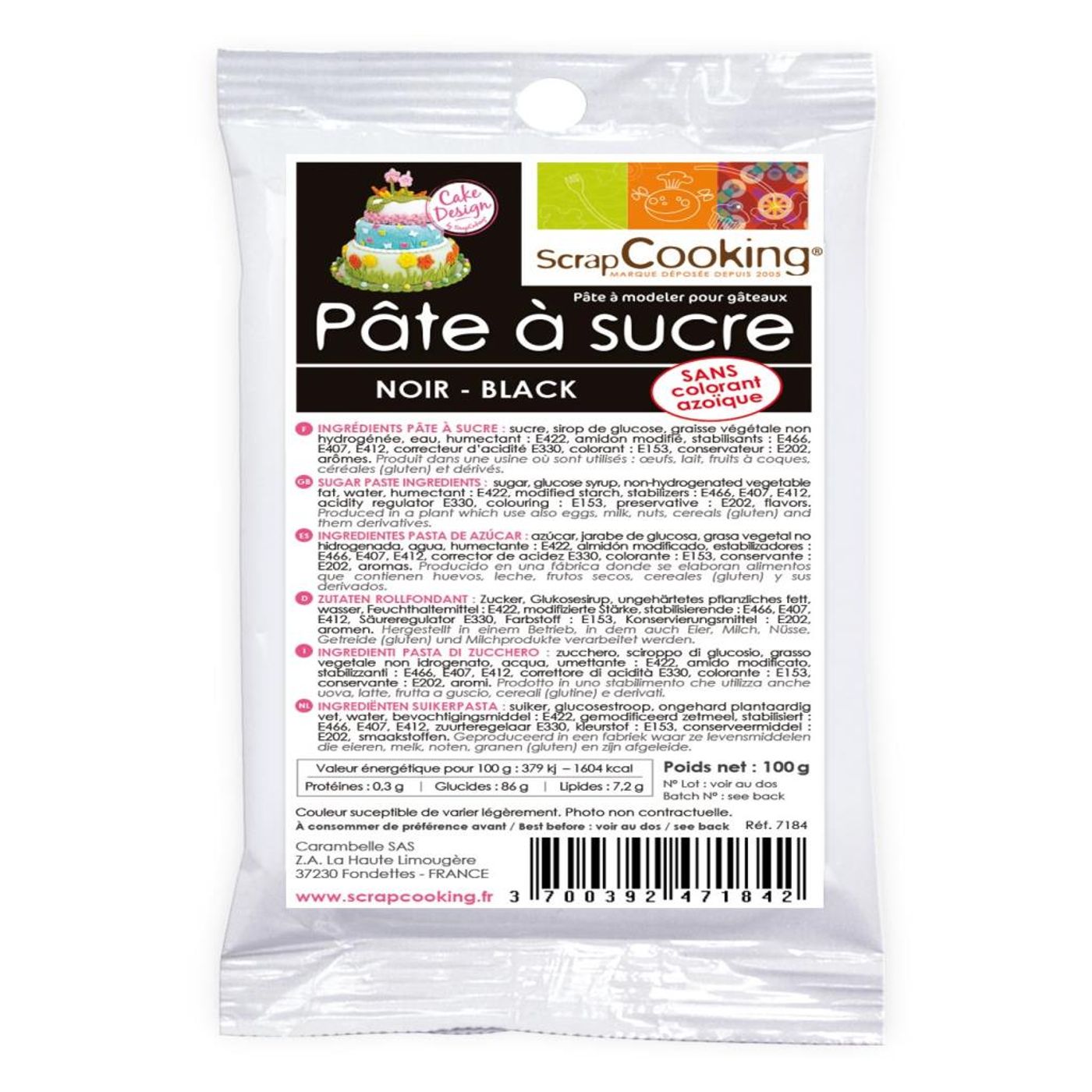 Pâte à sucre noire 100g