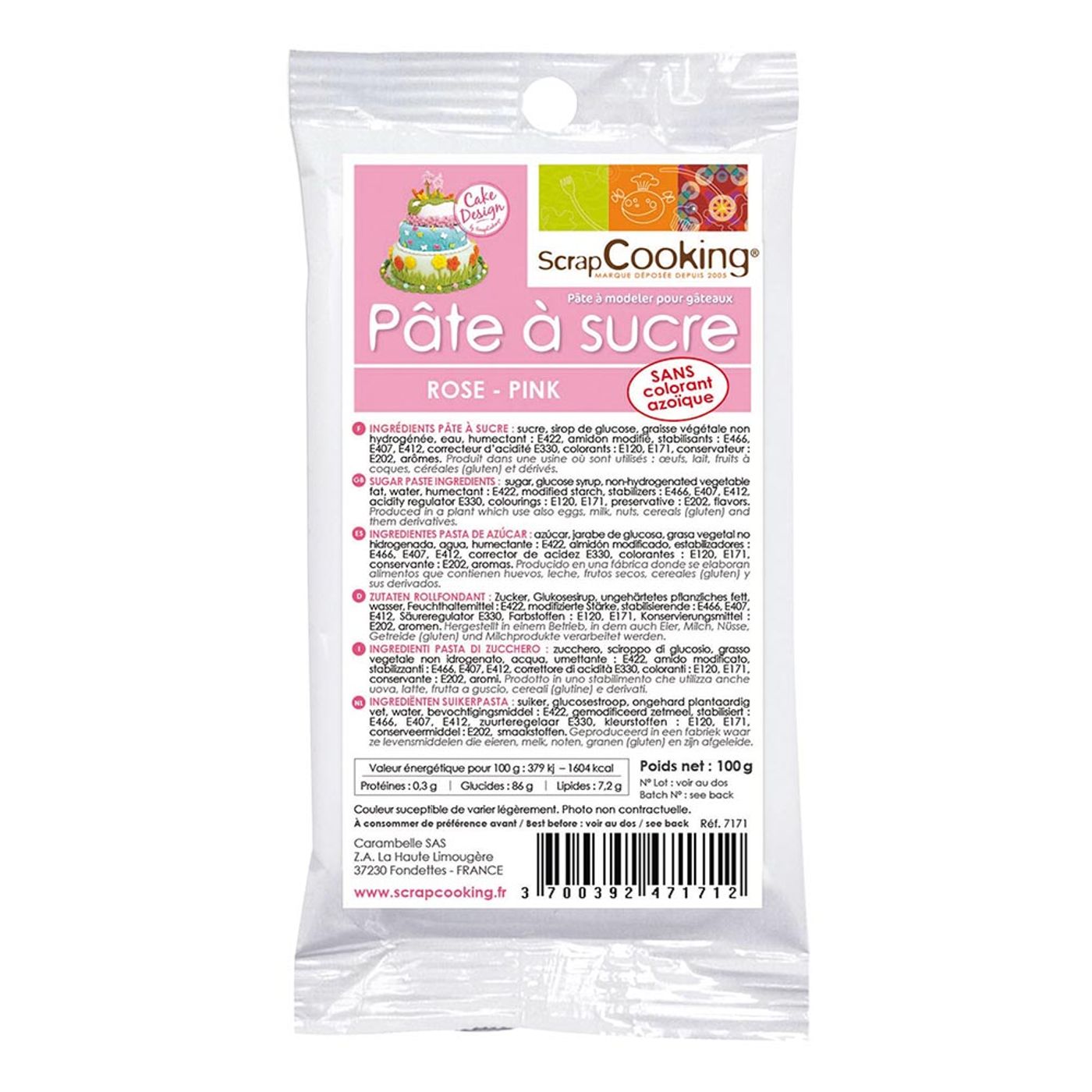 Pâte à sucre de décor rose 250g