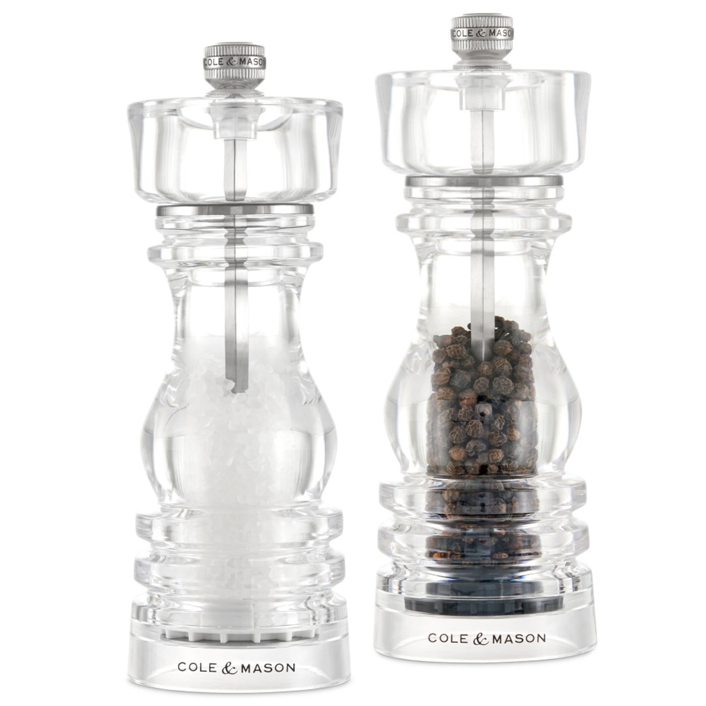 Lot De 2 Mini Moulins à Sel Et Poivre Gefu TUSOME Blanc/Noir Avec Soucoupe