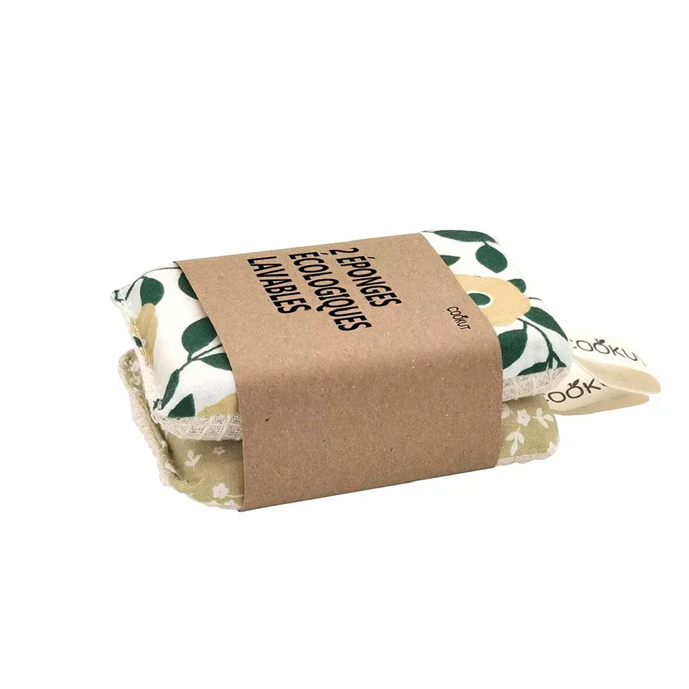 Set de 2 éponges écologiques lavables fleurs jaunes