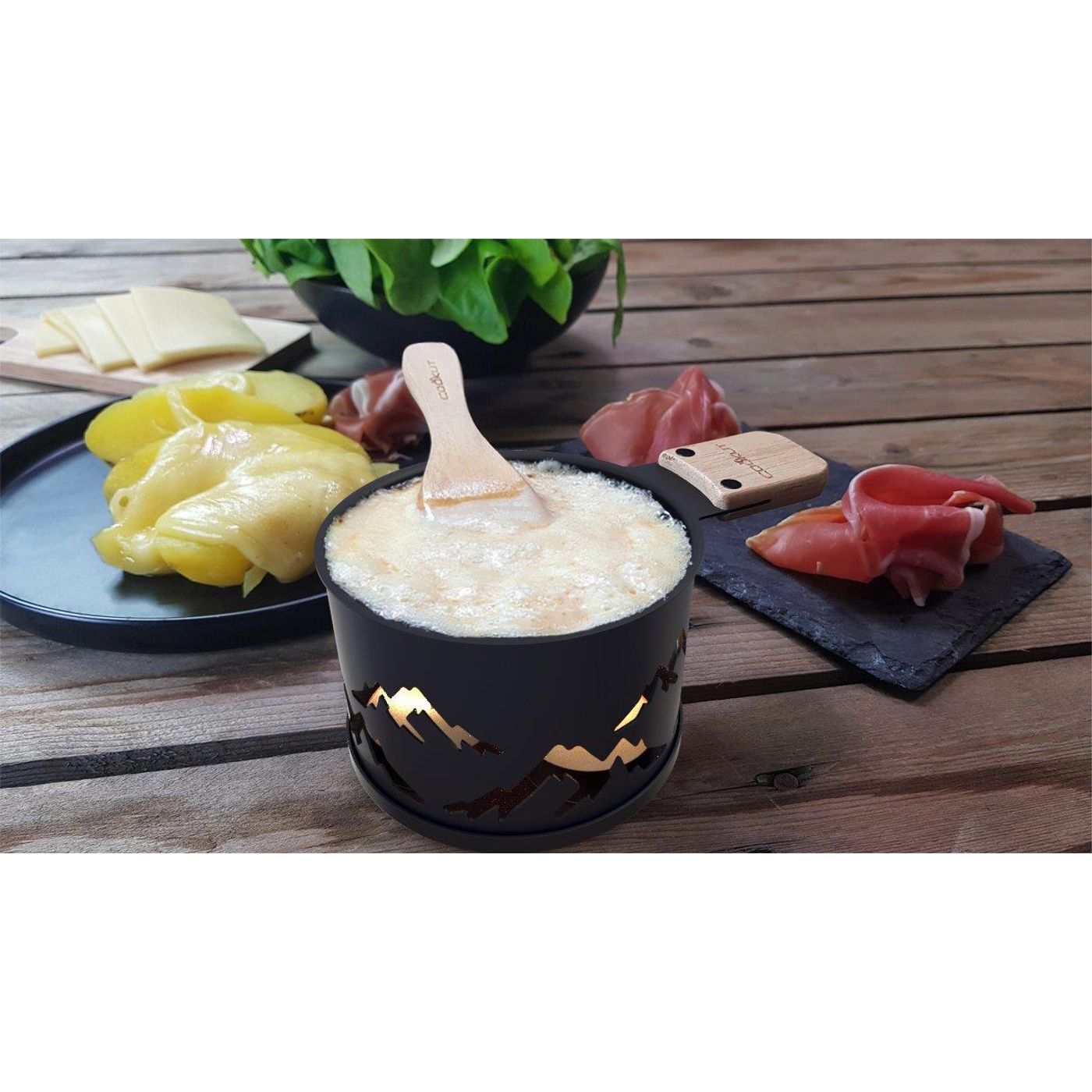Coffret raclette à la bougie LUMI 2 personnes montagne noire