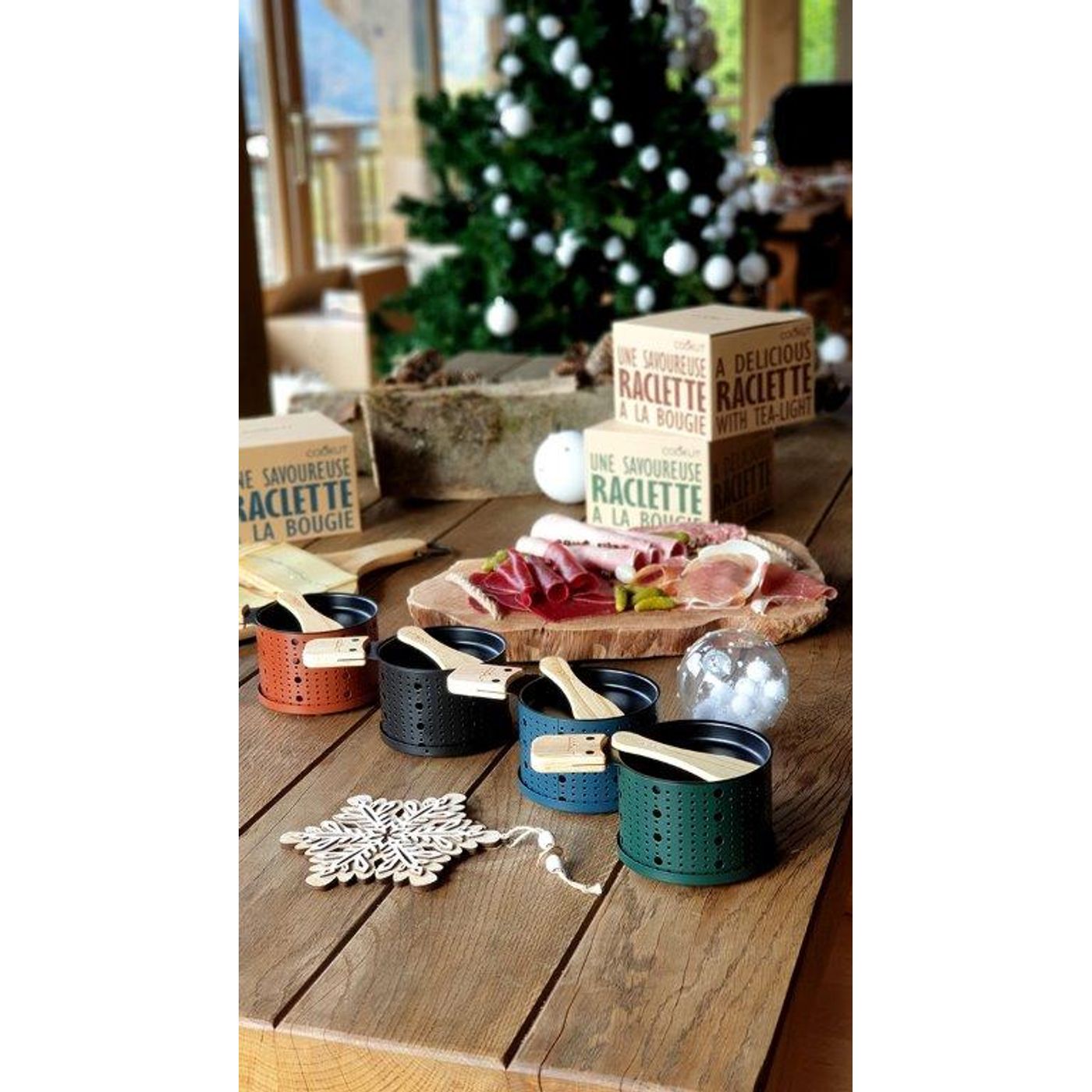 Raclette à la Bougie LUMI 2 Sets Individuels vert