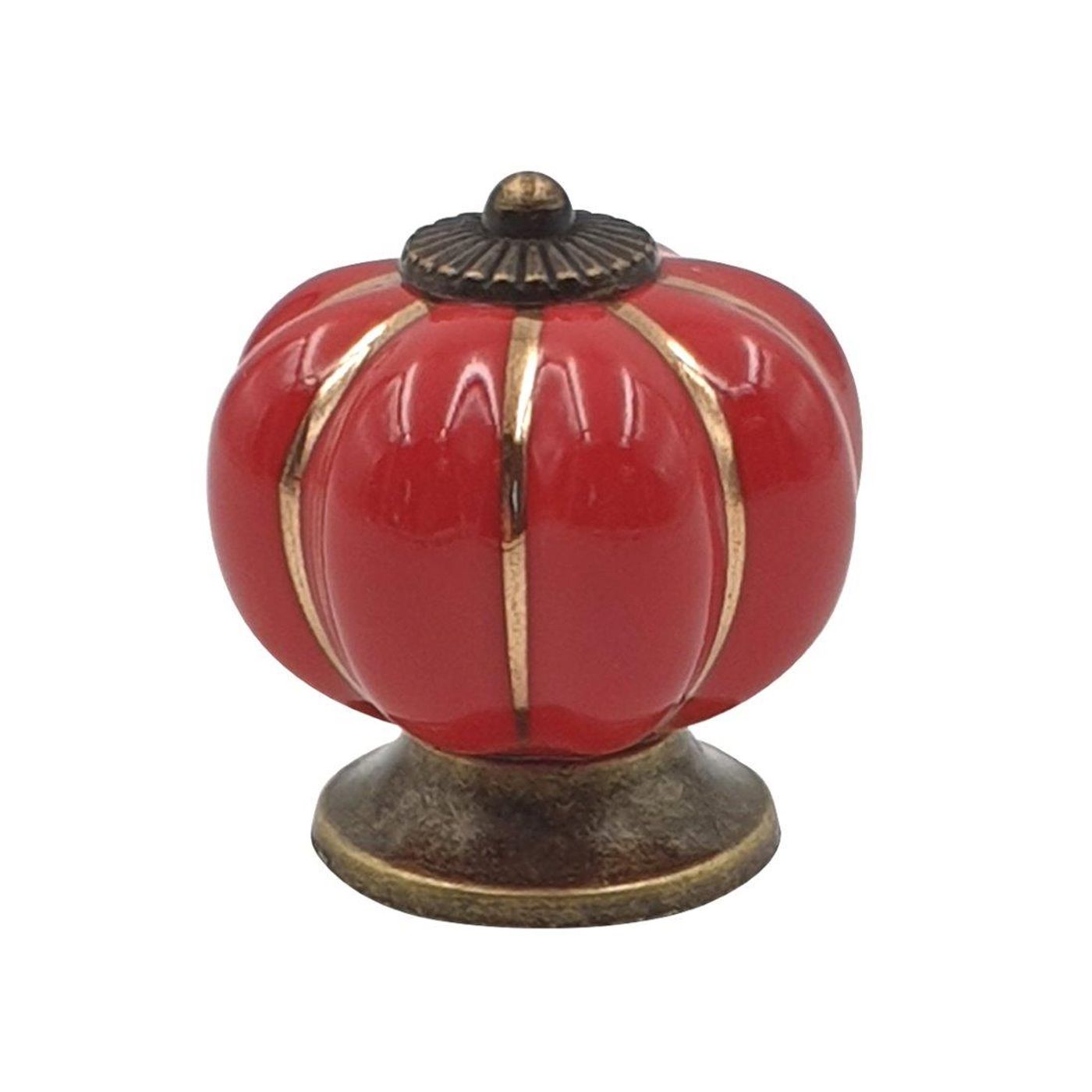 Poignée citrouille céramique rouge