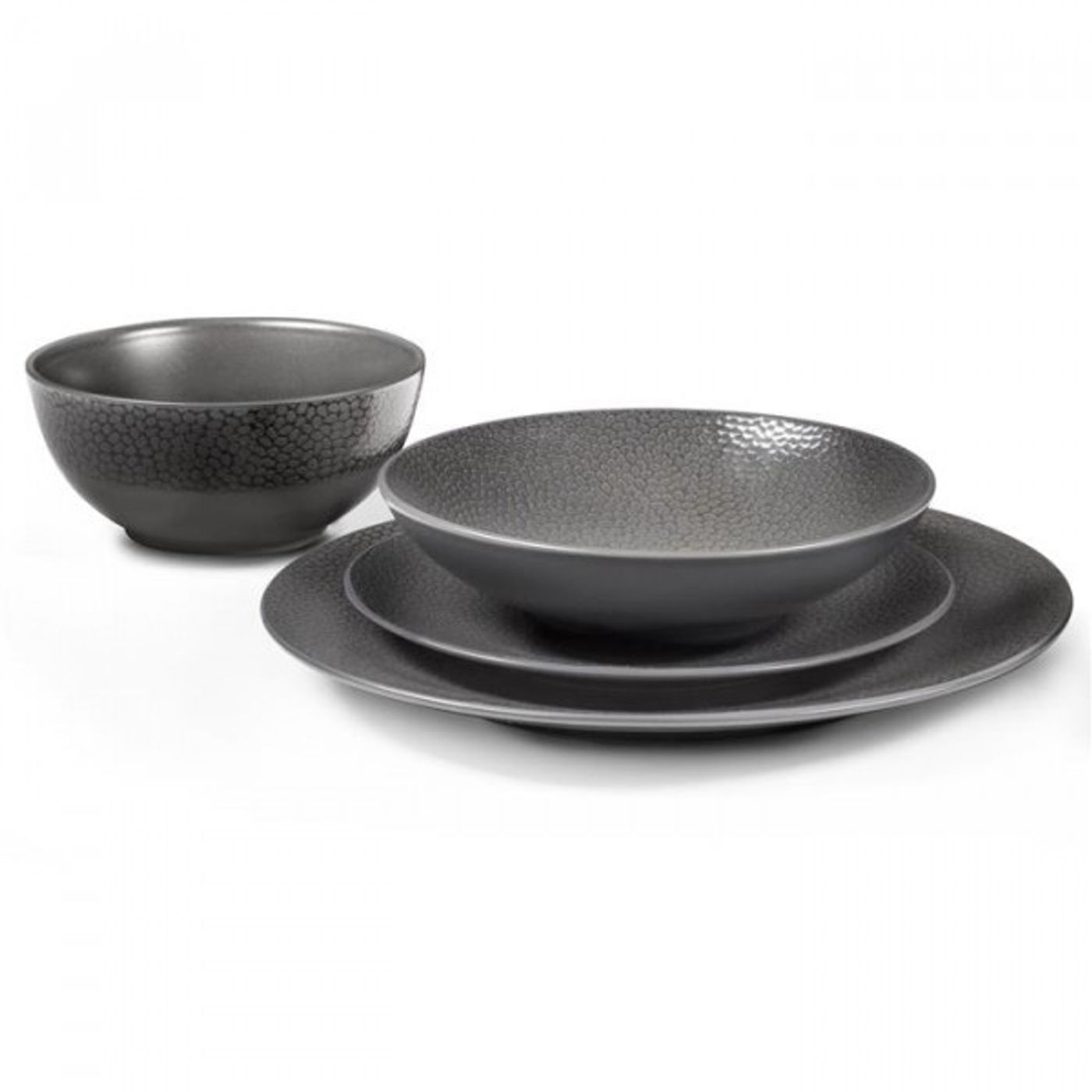 Assiette plate STONE grise