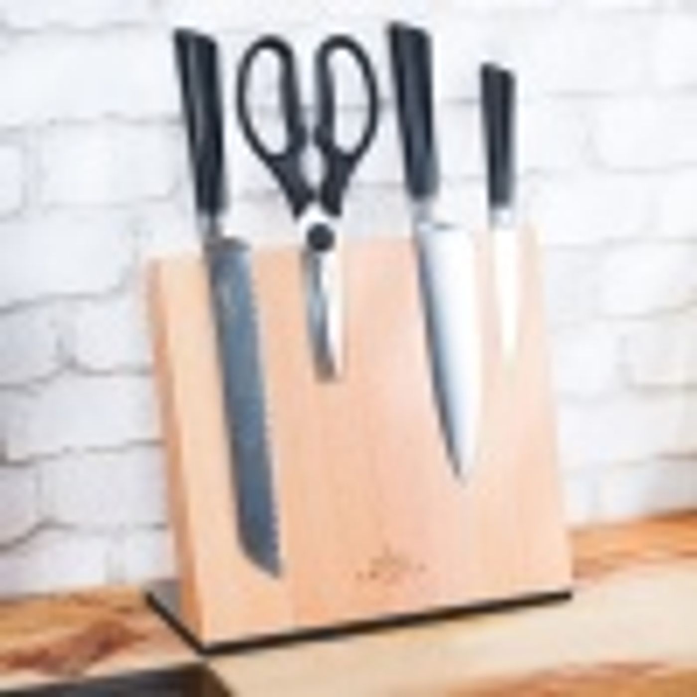 Bloc à couteaux aimanté en bois de hêtre