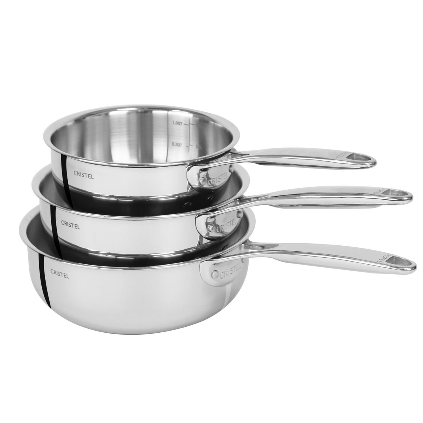 Série de 3 casseroles inox Castel'Pro