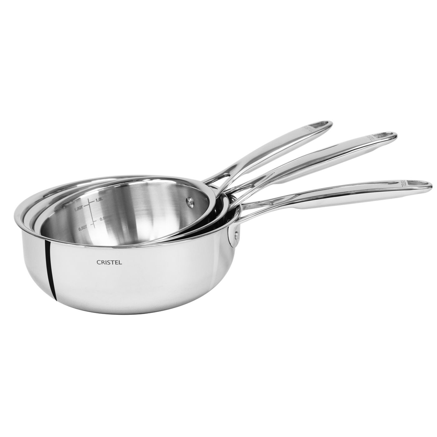 Série de 3 casseroles inox Castel'Pro