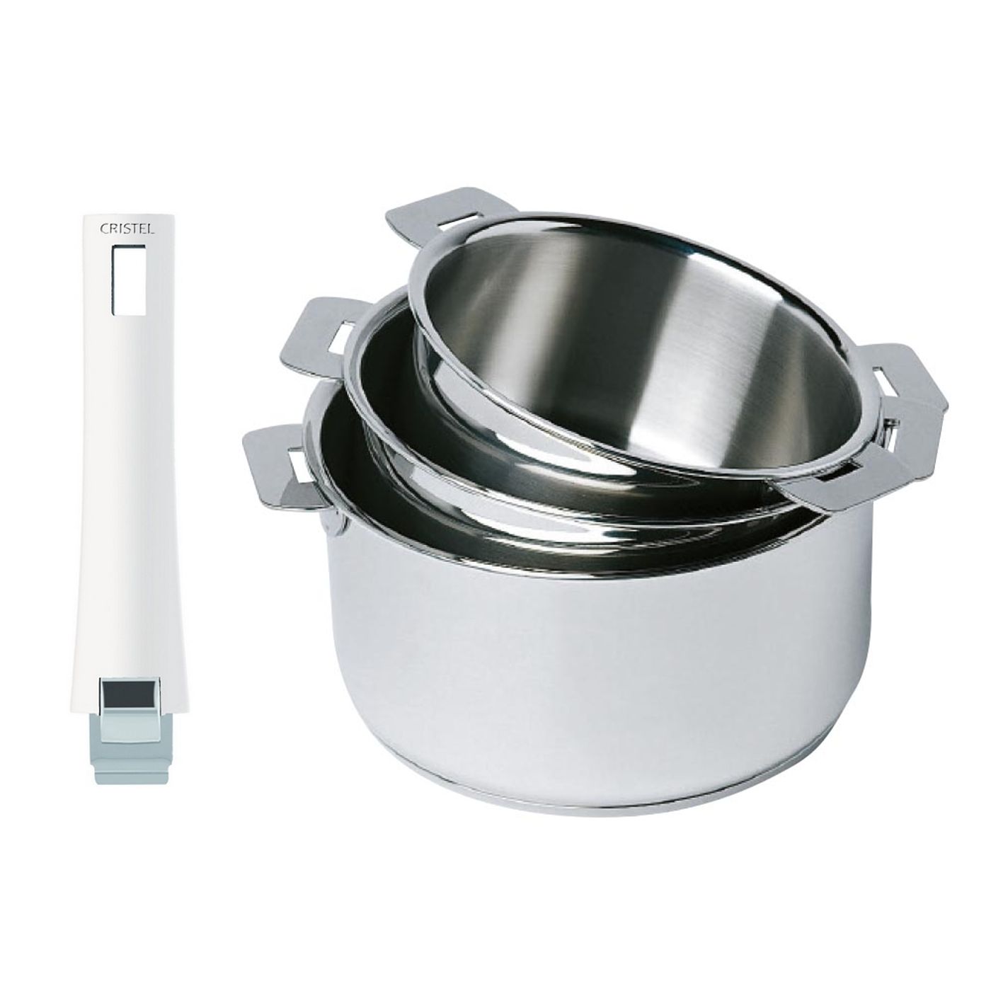 Série de 3 casseroles amovibles Mutine + poignée blanche
