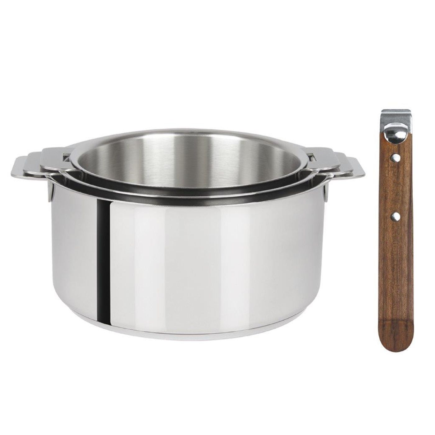 Série de 3 casseroles mutine + poignée noyer