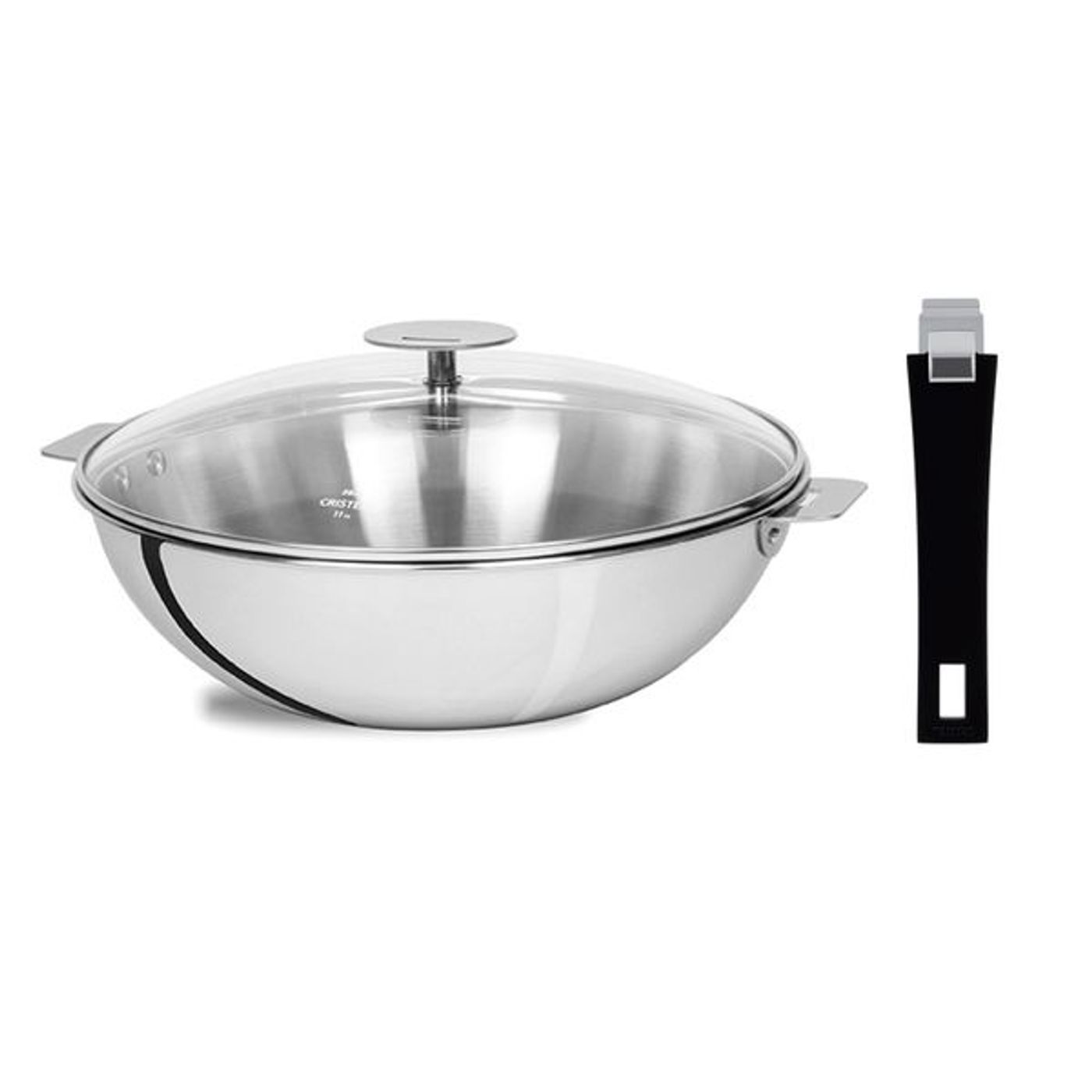Wok Casteline 30 cm + couvercle verre + poignée Mutine