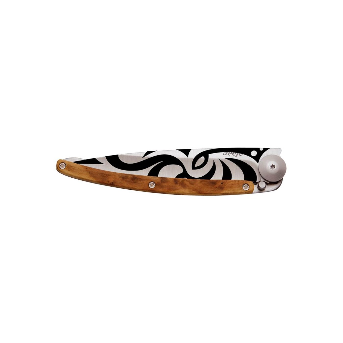 Couteau de Poche tatoué Genévrier Tribal