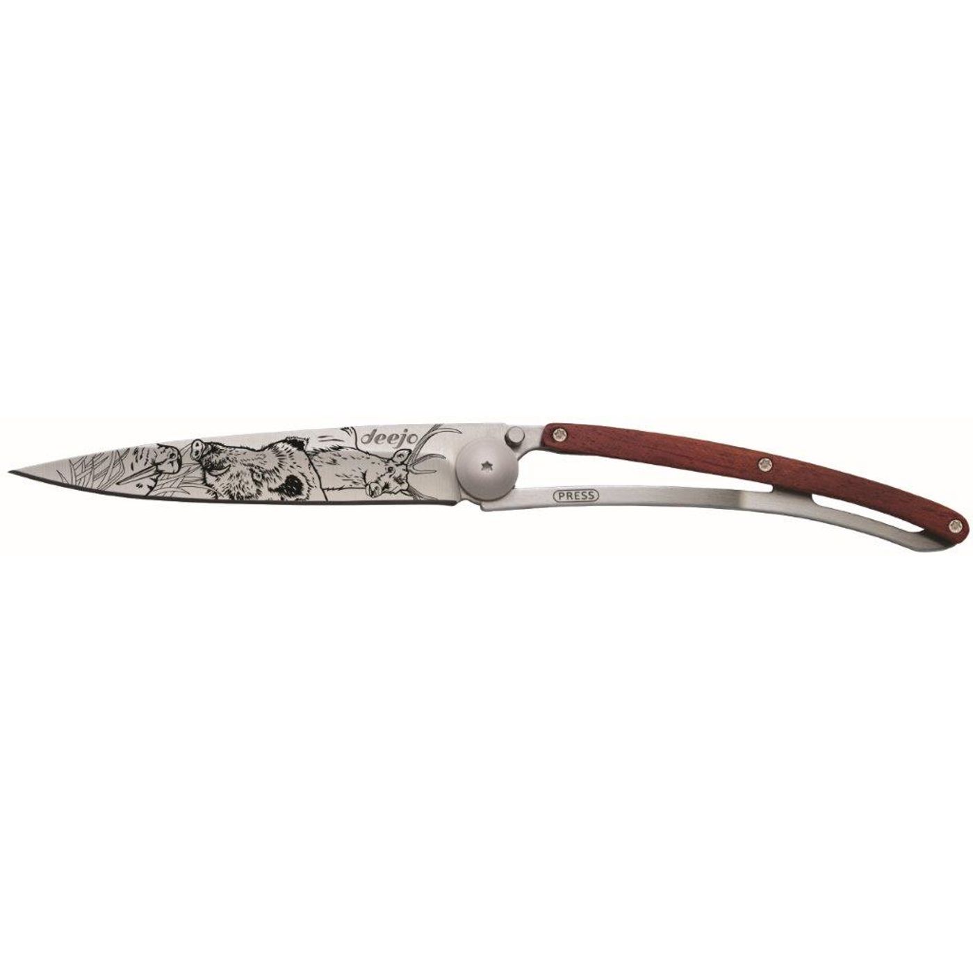 Couteau de poche tatoué corail chasse