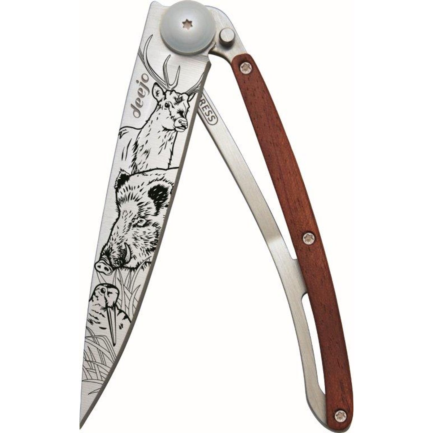 Couteau de poche tatoué corail chasse