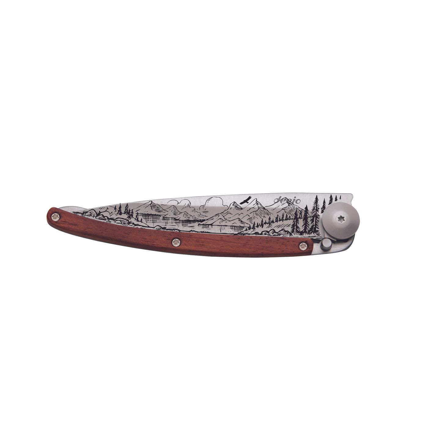 Couteau de poche tatoué Bois montagne