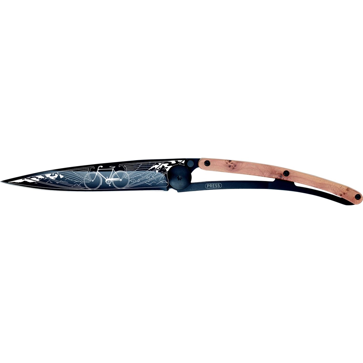 Couteau de Poche Pliant 37g avec Clip Ceinture Black, Genévrier, Vélo