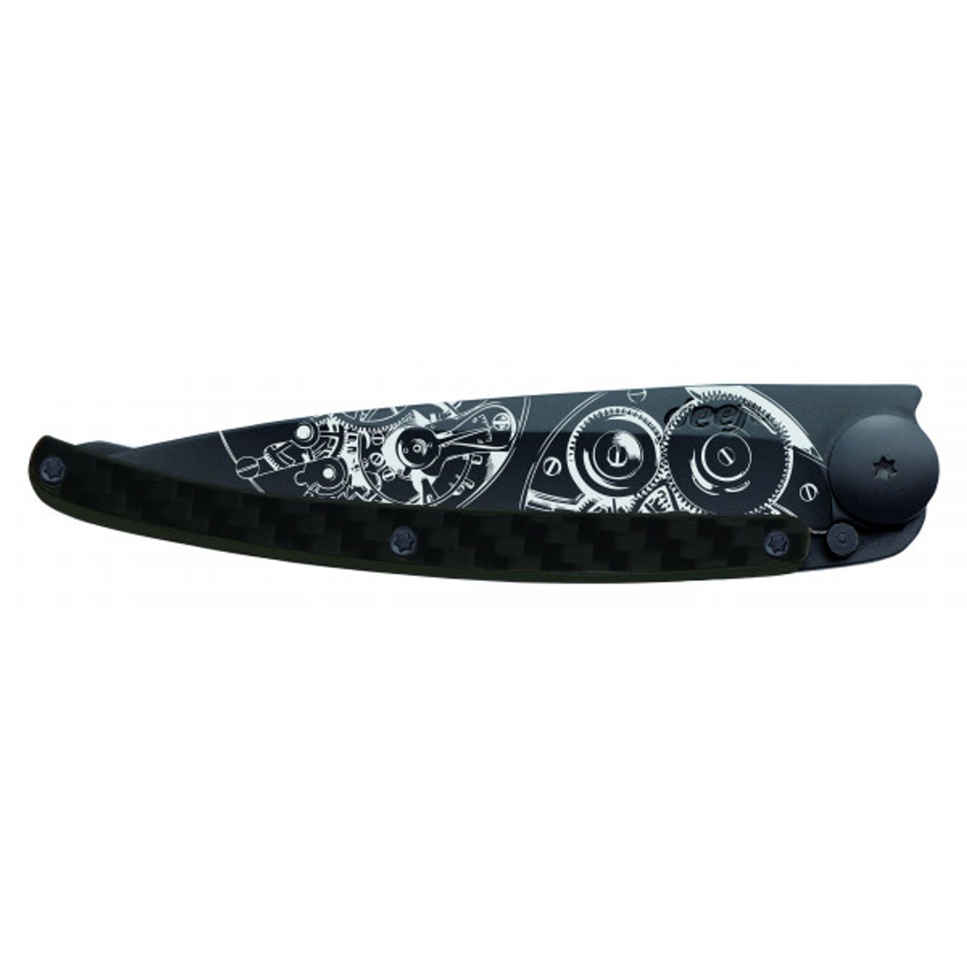 Couteau de poche tatoué Fibre de Carbone noir