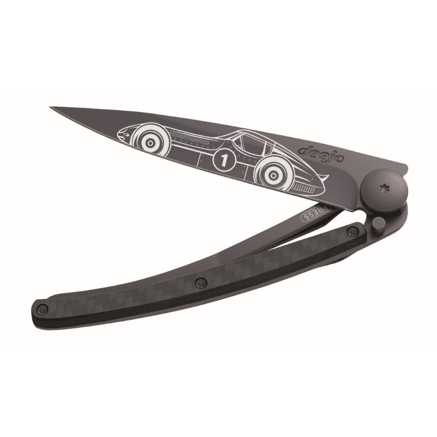 Couteau de poche tatoué carbone bolide