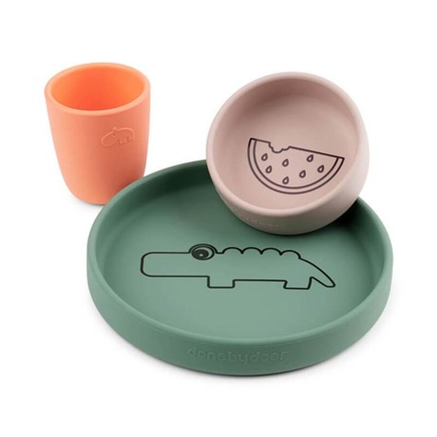 Set repas en silicone crocodile multicolore