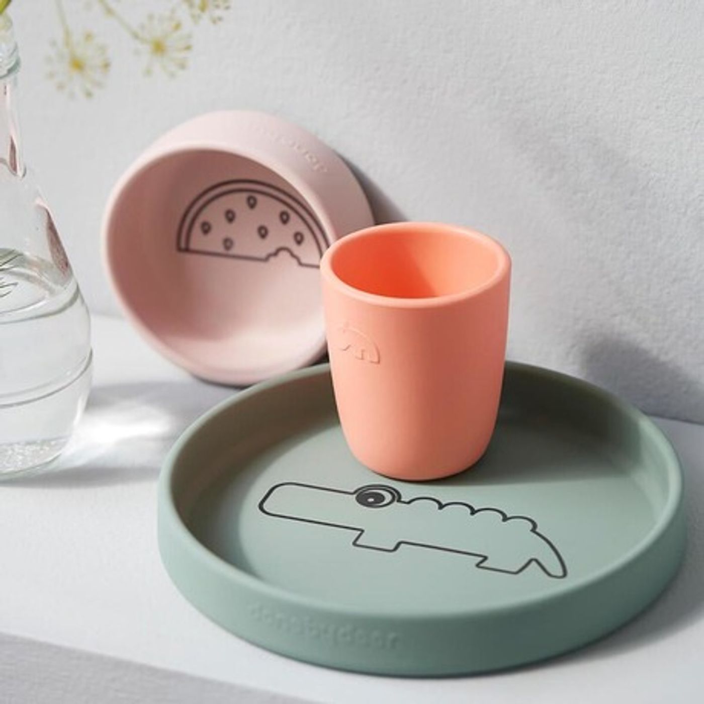 Set repas en silicone crocodile multicolore