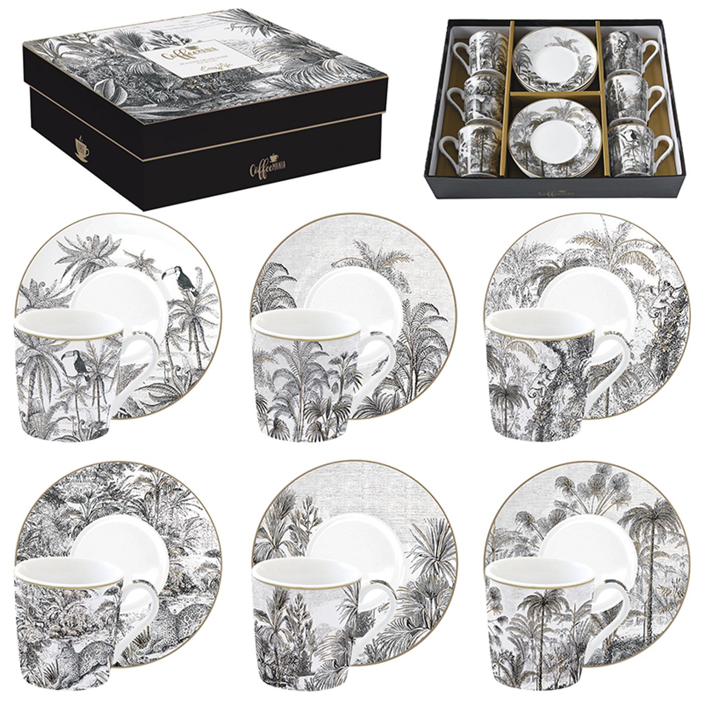 Coffret 6 tasses expresso 10cl Rétro Jungle