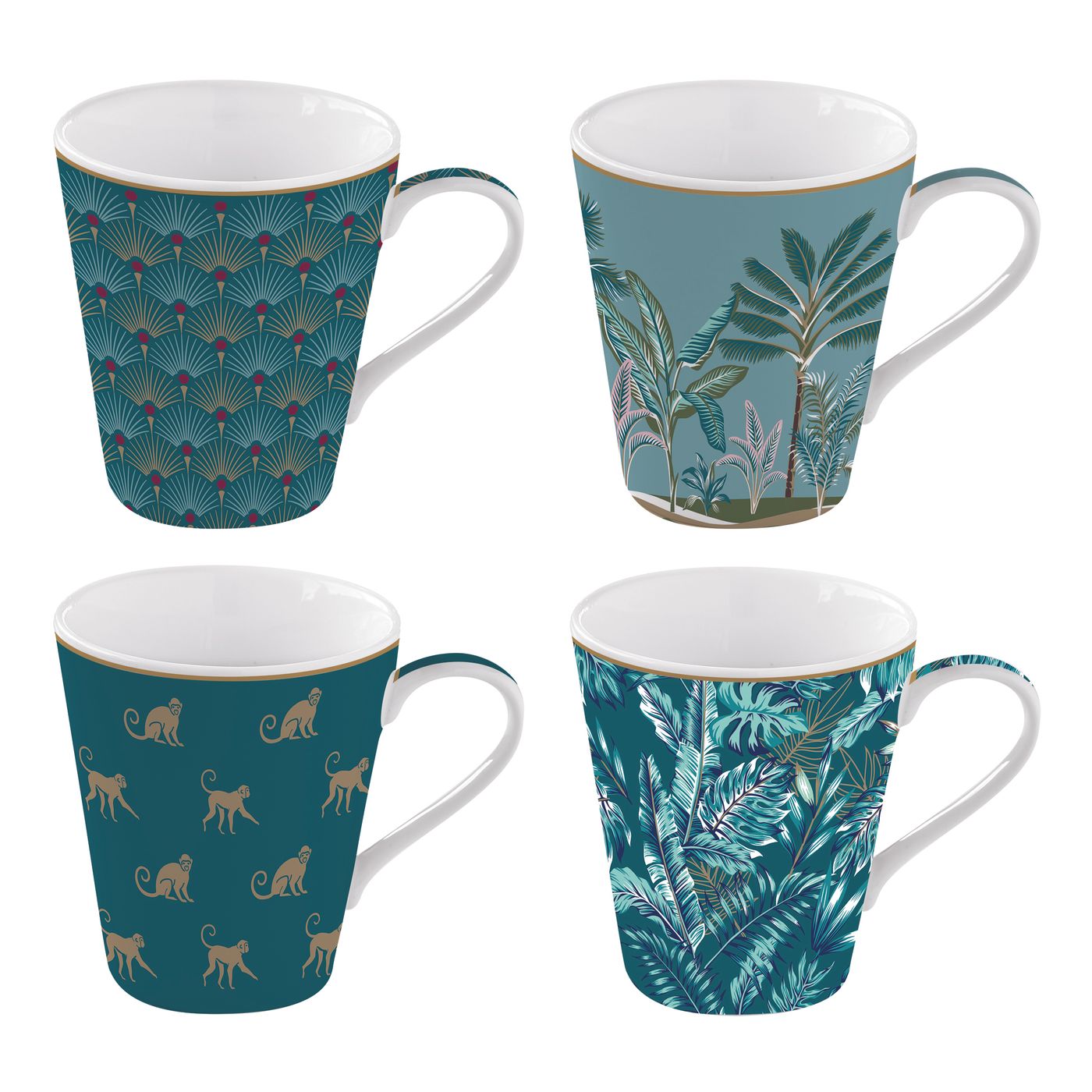 Coffret de 4 mugs Jungle 30 cl