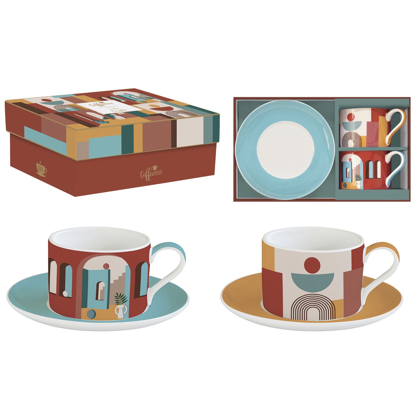 2 paire-tasses déjeuner 24 cl illusion
