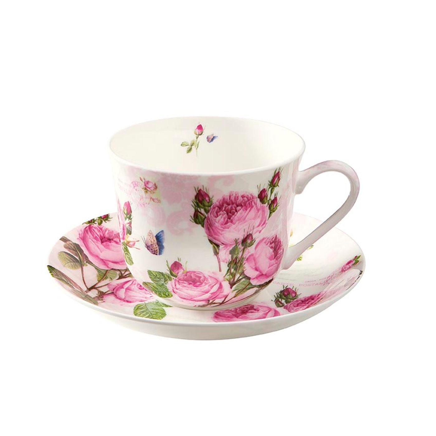 Tasse à déjeuner avec soucoupe Roses Romantiques