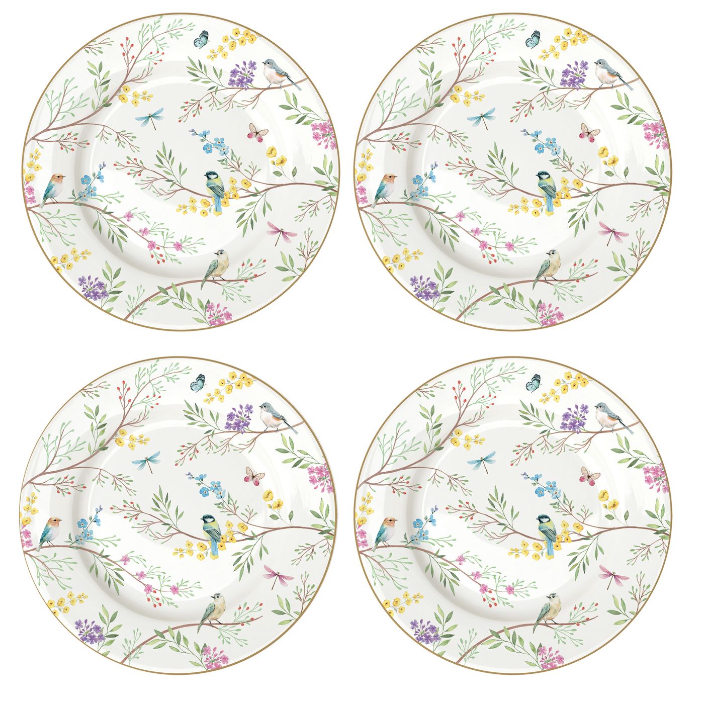 Coffret 4 assiettes dessert BIRDS MELODY
