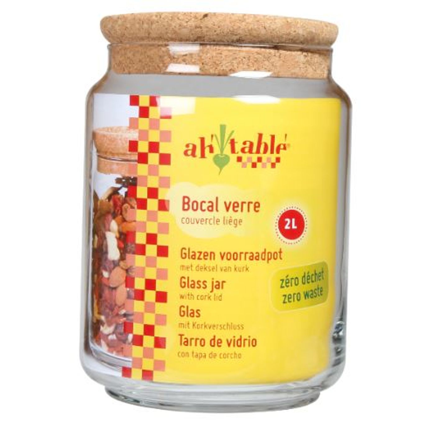 Bocal en verre & liège 2 L