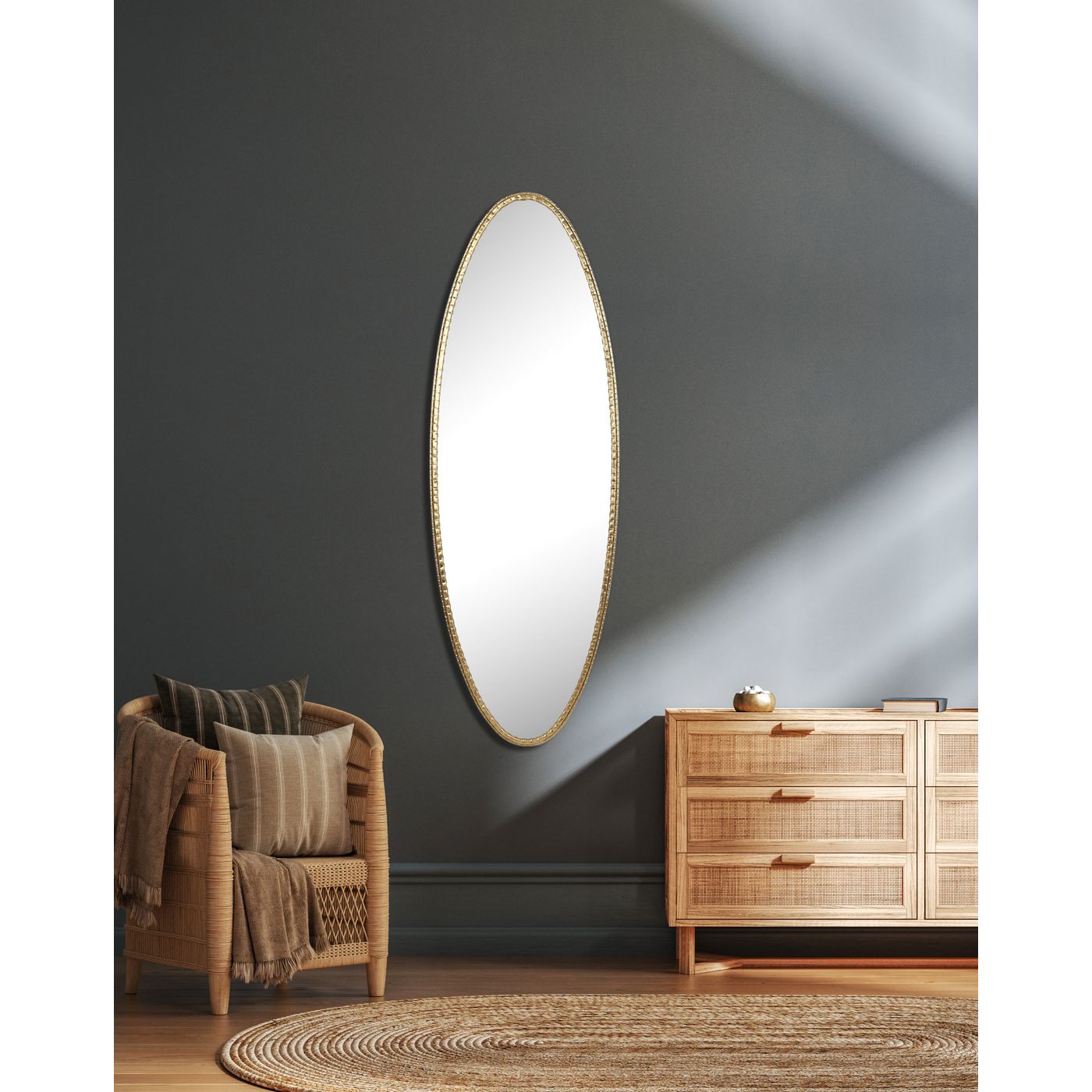 Miroir ovale or