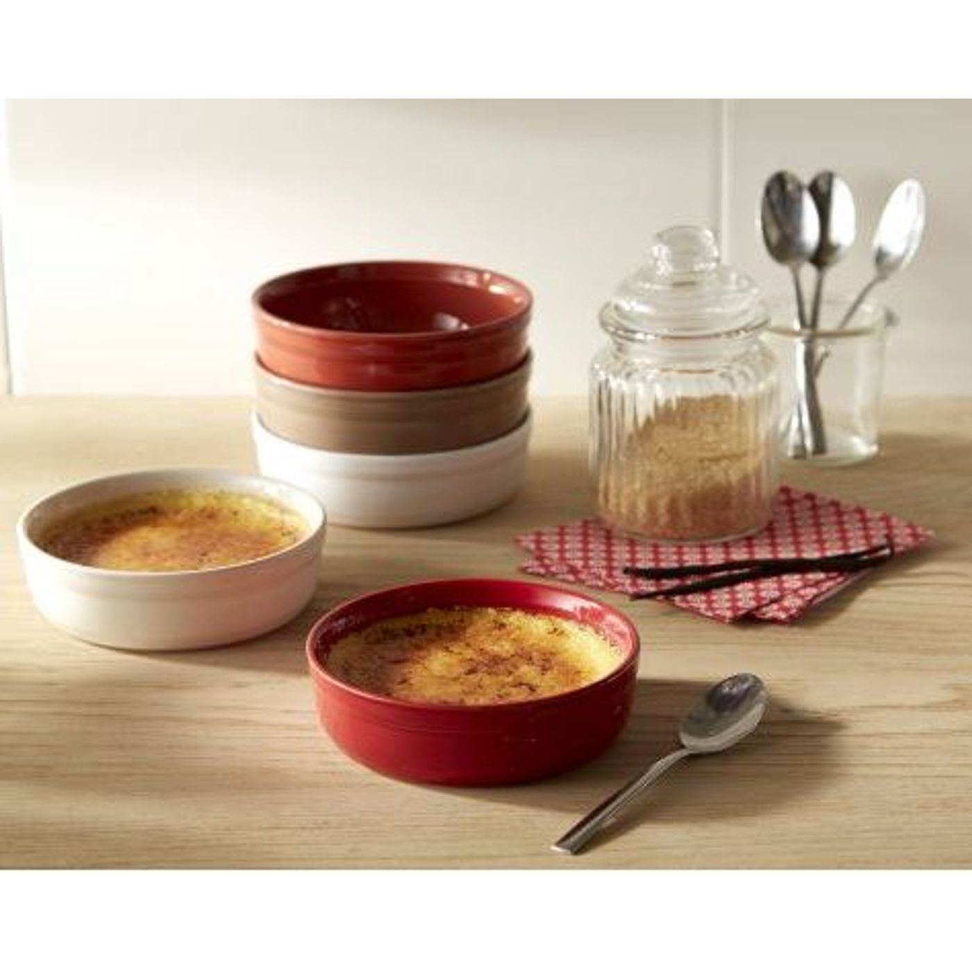 Moule à crème brulée en céramique rouge grand cru