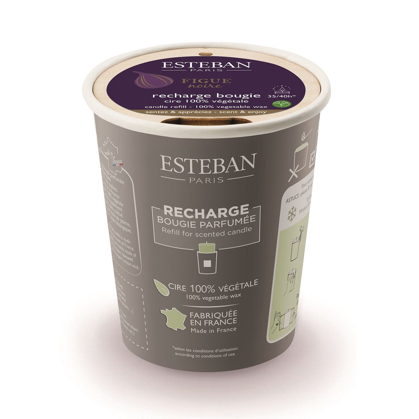 Recharge bougie parfumée 180g Figue Noire