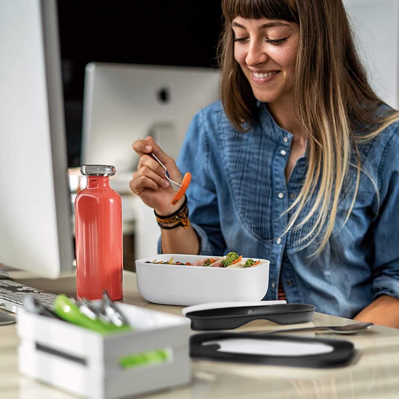 Lunchbox avec couverts blanche ON THE GO