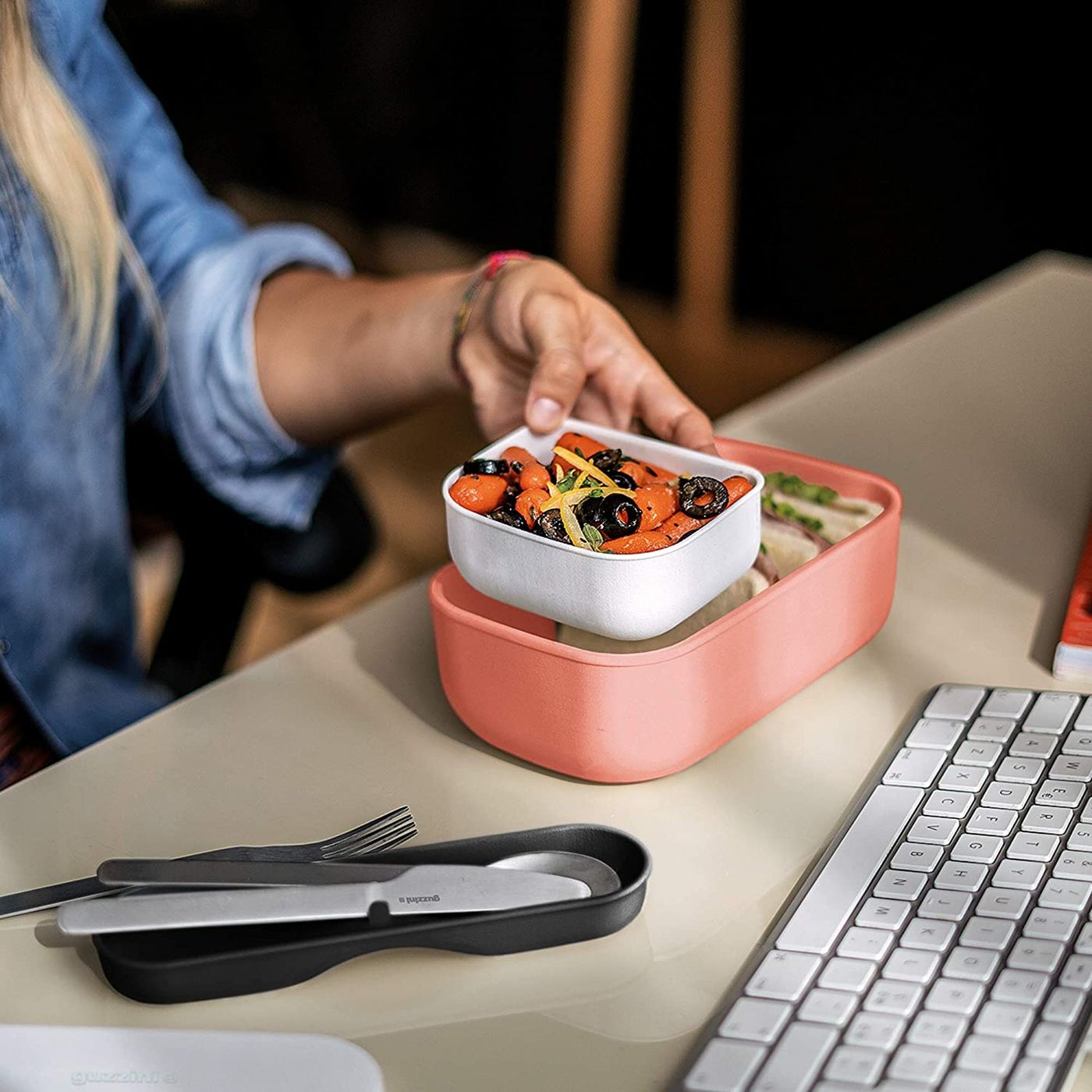 Lunchbox avec couverts rouge ON THE GO