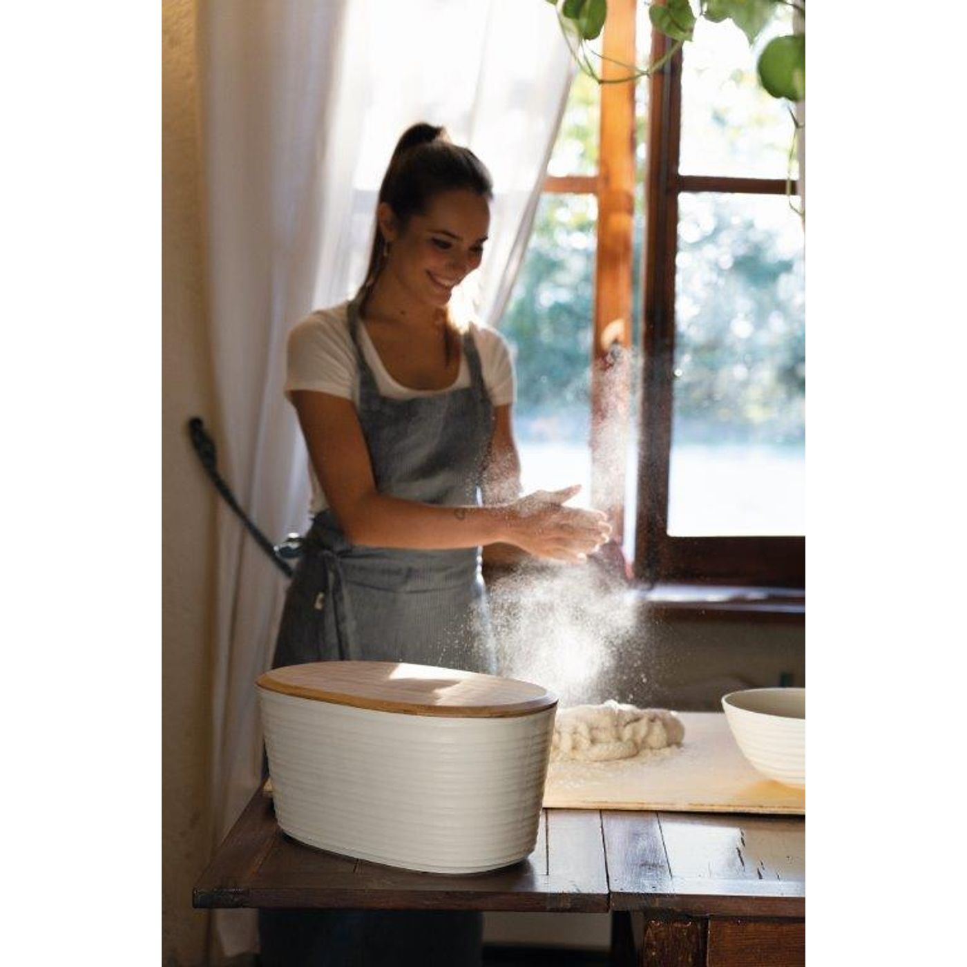 Boîte à pain Tierra + couvercle crème GM