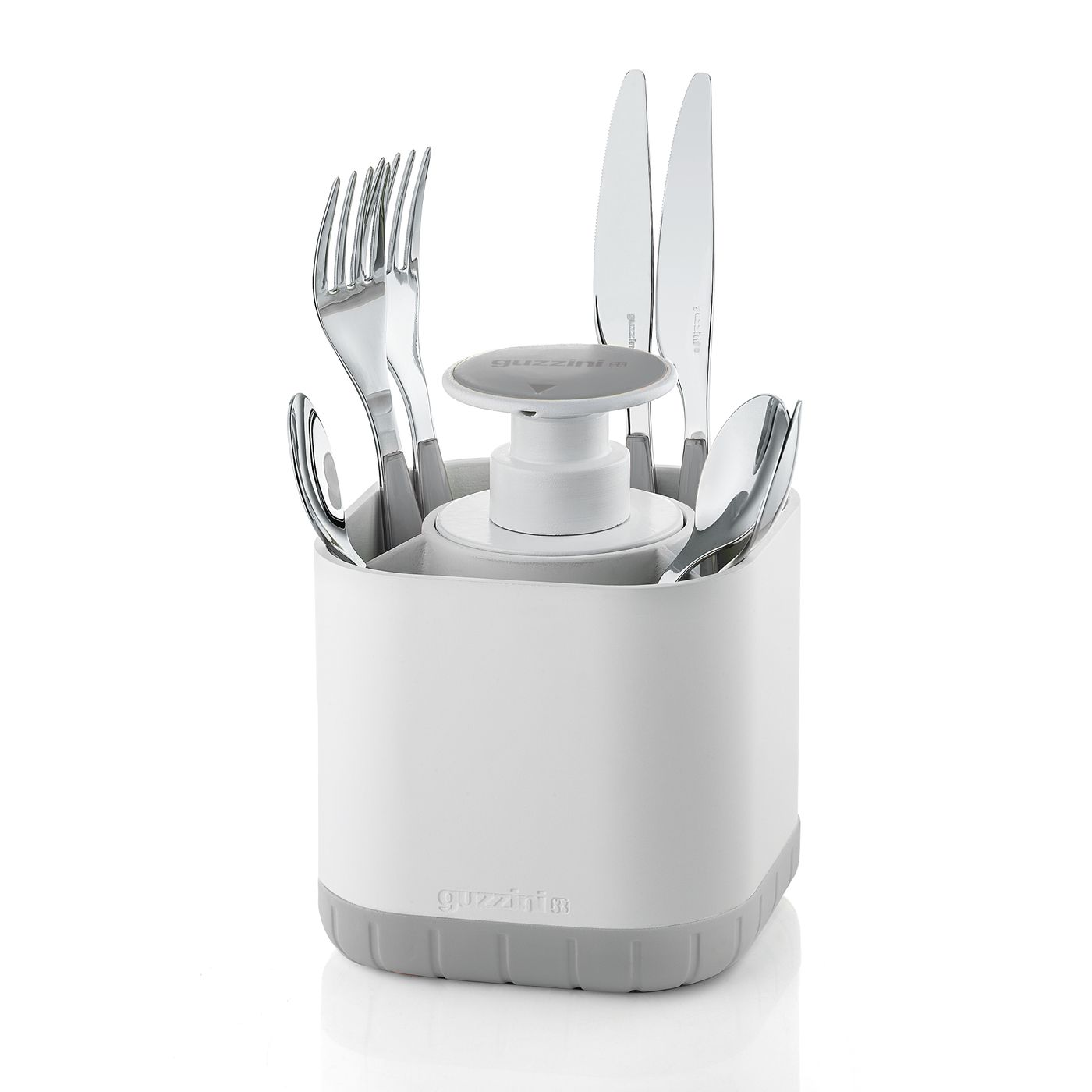 Egouttoir couverts + pompe à savon gris