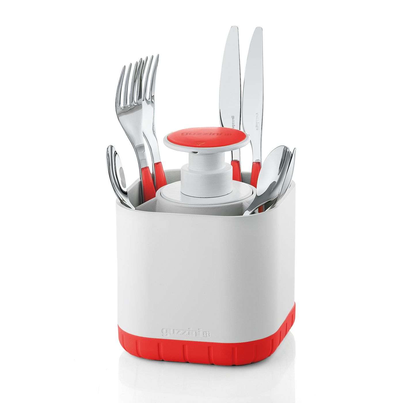 Egouttoir couverts + pompe à savon rouge