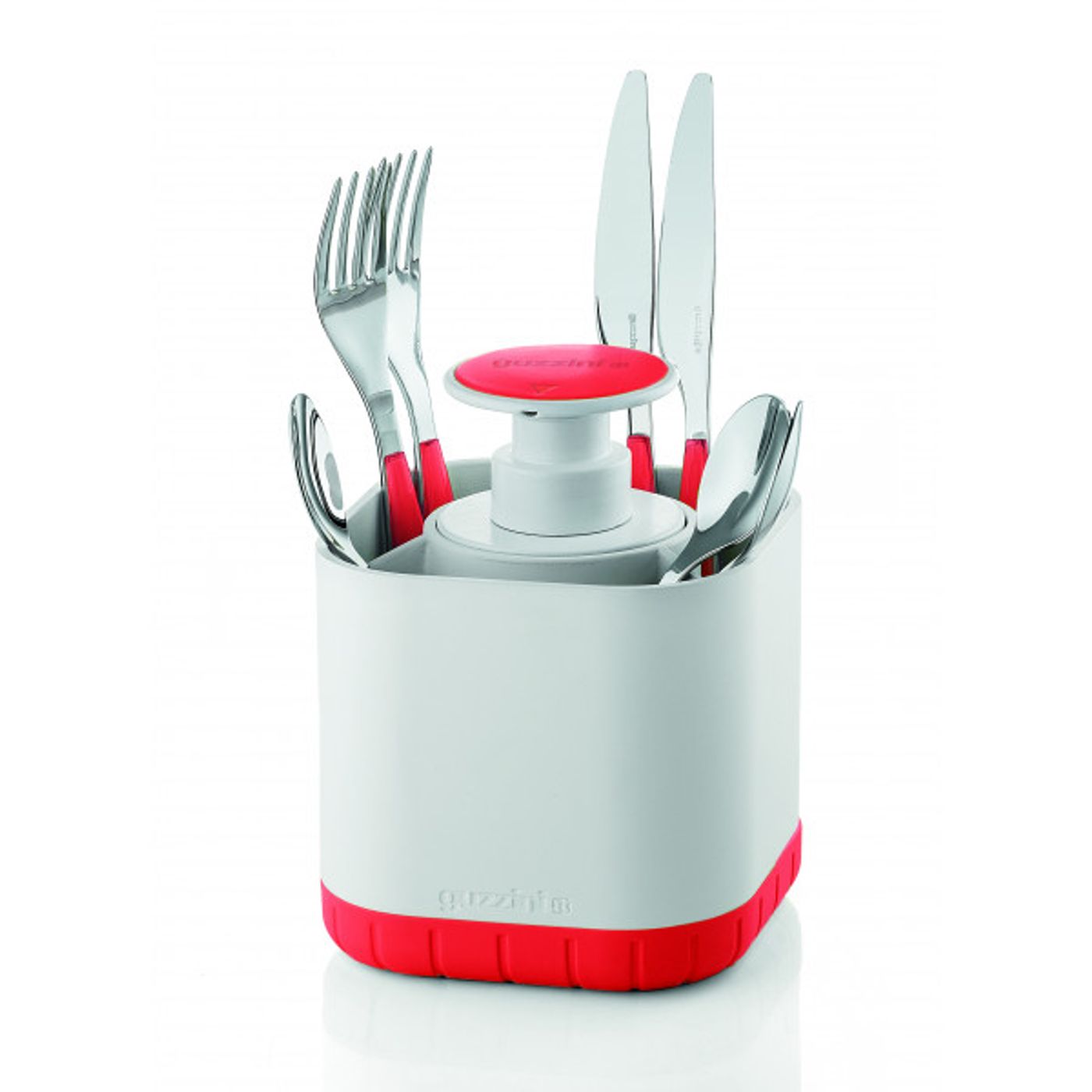 Egouttoir couverts + pompe à savon rouge