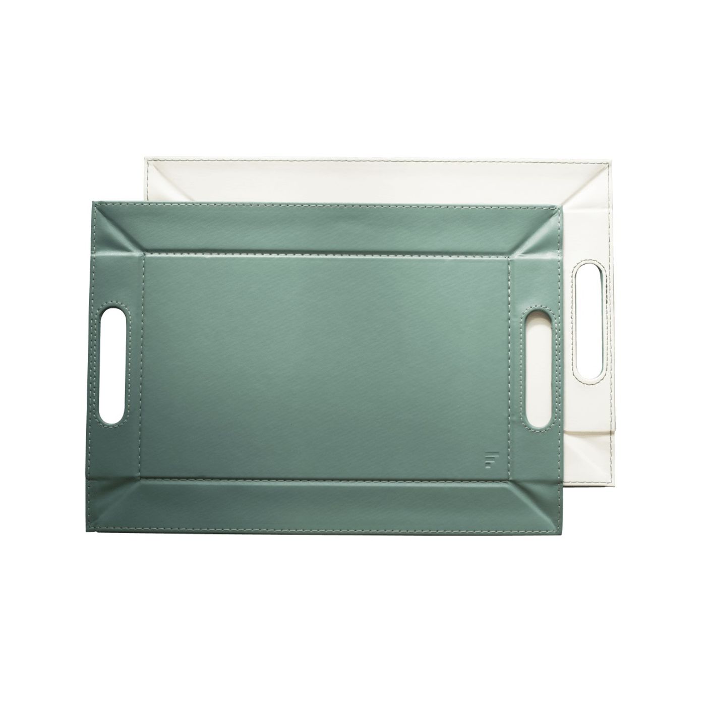 Plateau réversible bicolore 55 x 41cm vert céladon/blanc