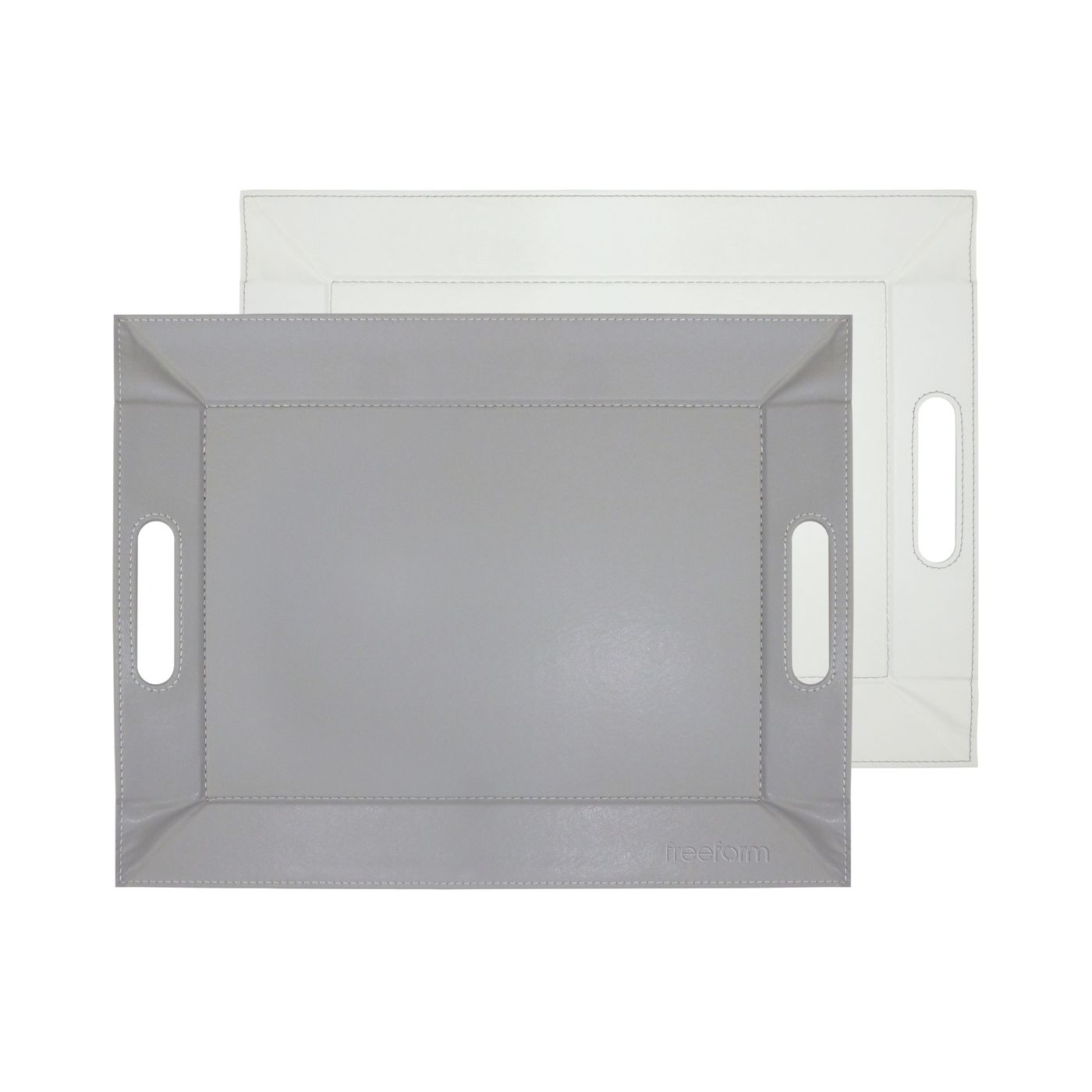 Plateau réversible 45 x 35 cm blanc/gris